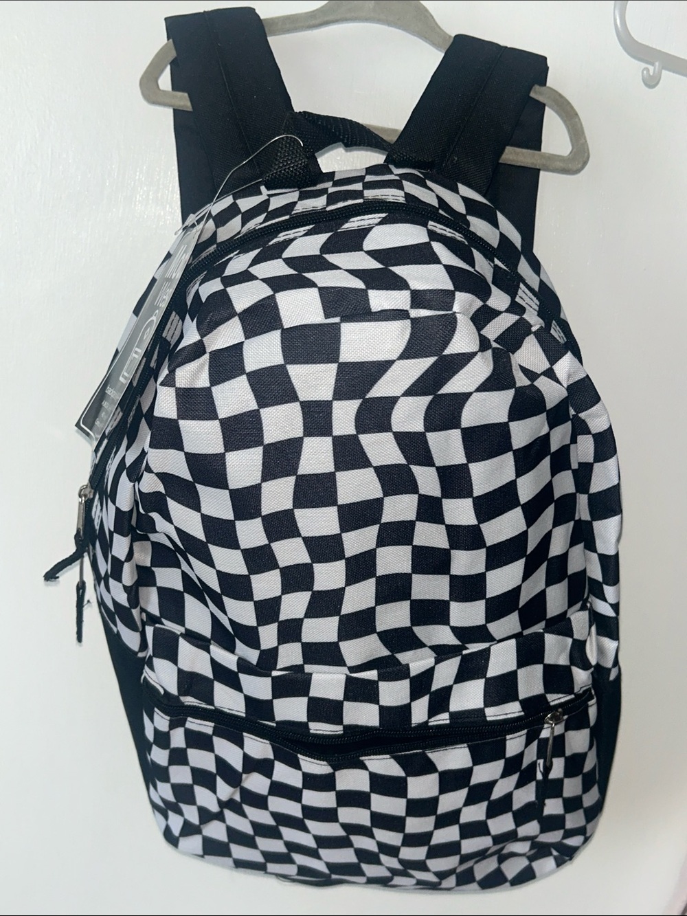 Checkerboard Black & White Backpack - Casual Unisex Daypack Moda West